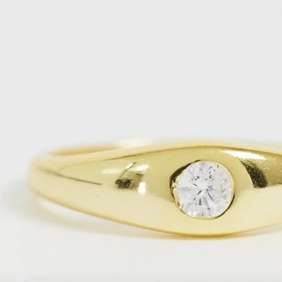 Shashi Sterling Silver 18k Gold Plated CZ Solitaire Ring 6 - Picture 3 of 4